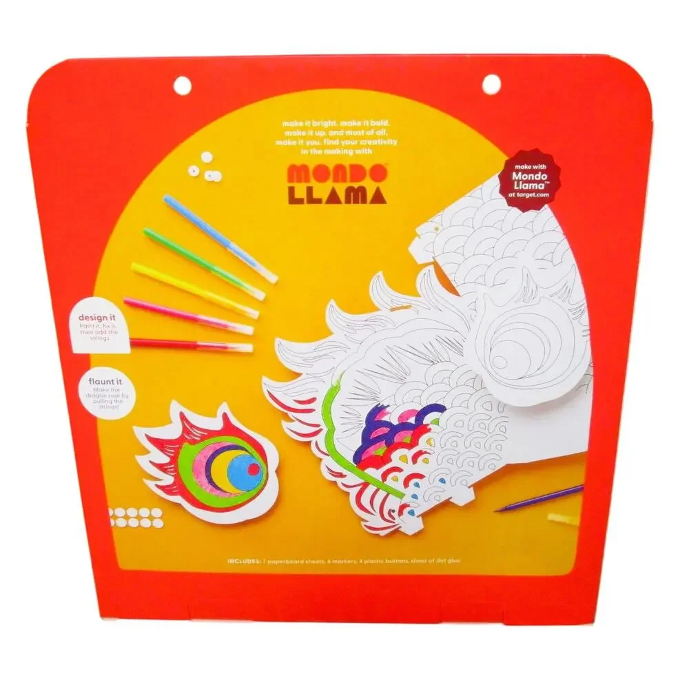 Mondo Llama Create‑Your‑Own Dragon Mask Kit Kids Art & Activity Craft Set Age 6+